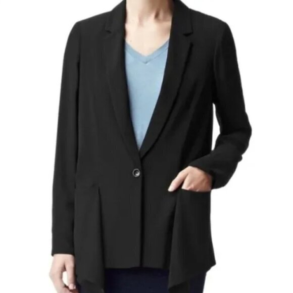 Reiss Lissy Bonded Soft Draped Blazer Jacket Black size Medium - Picture 1 of 8